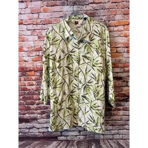 JM Woman collection linen cream leaf 3/4 sleeve shirt top blouse women 20W